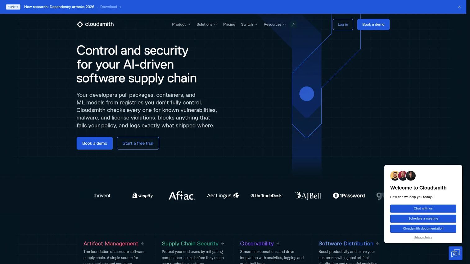 Cloudsmith dashboard for cloud-based package and artifact distribution