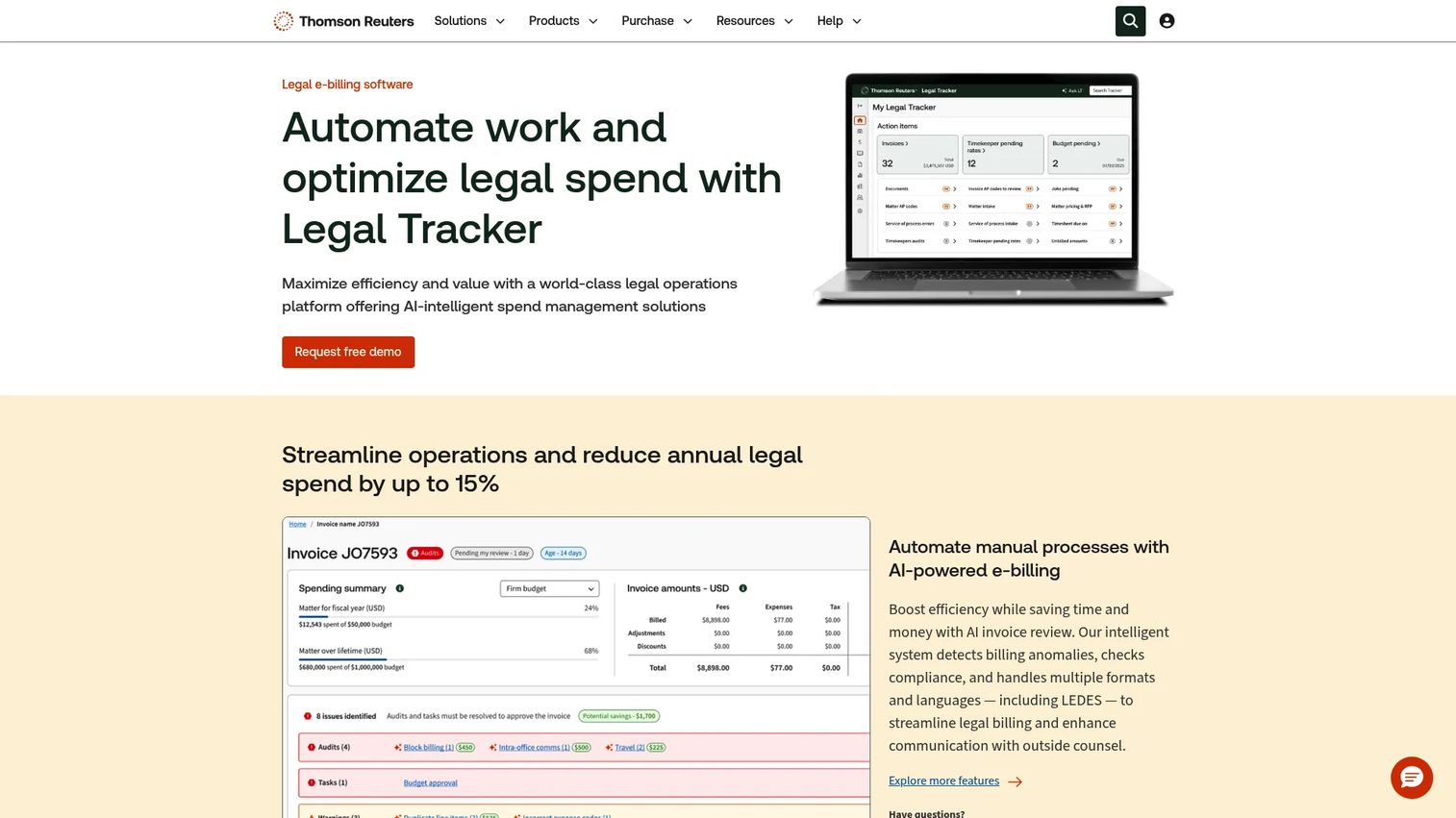 Thomson Reuters Legal Tracker matter management and e-billing platform