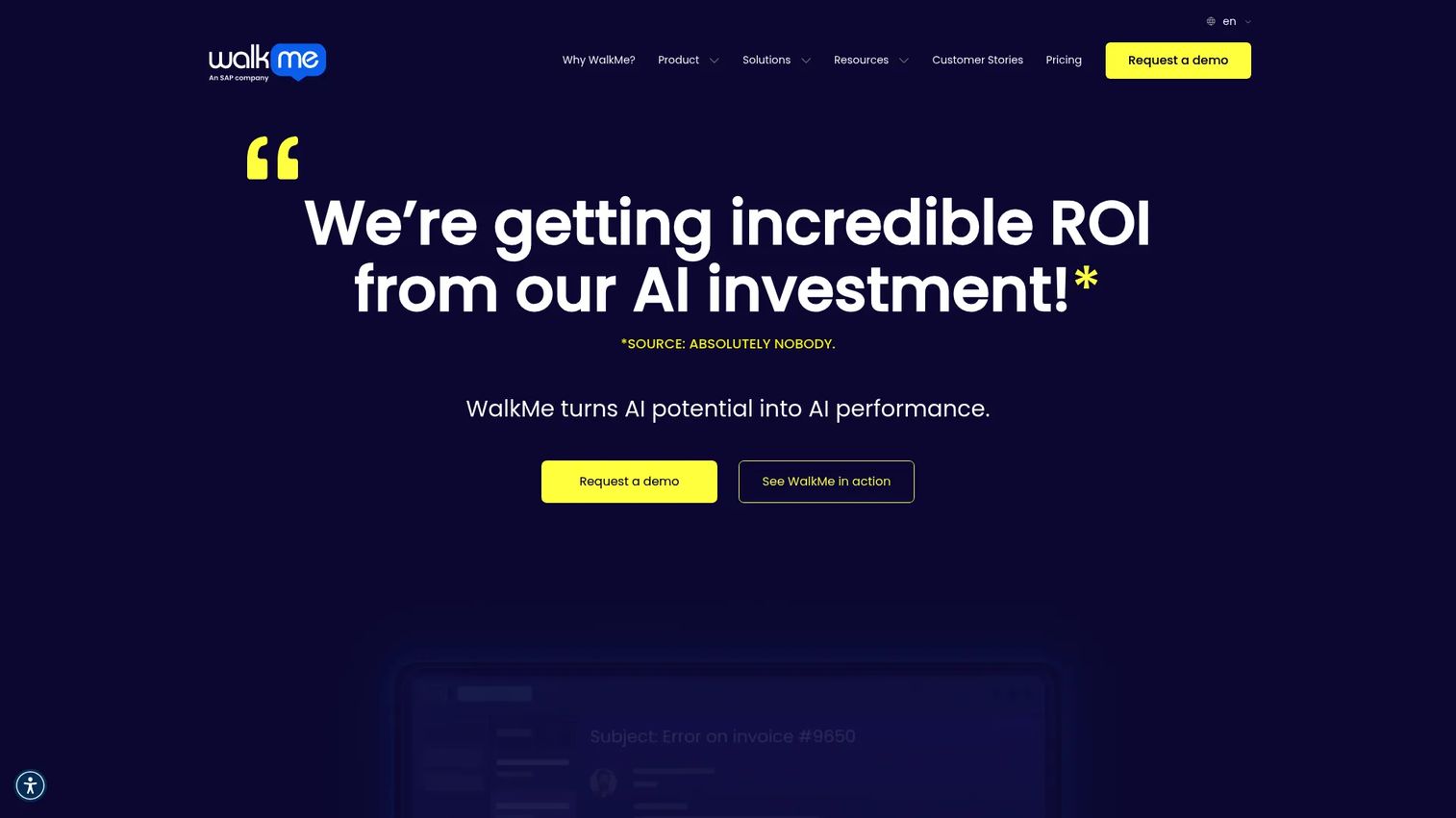 WalkMe homepage screenshot