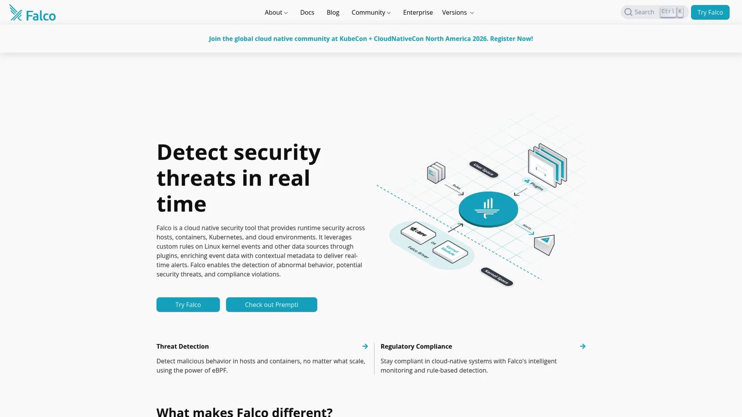 Falco runtime security alert for Kubernetes and containers