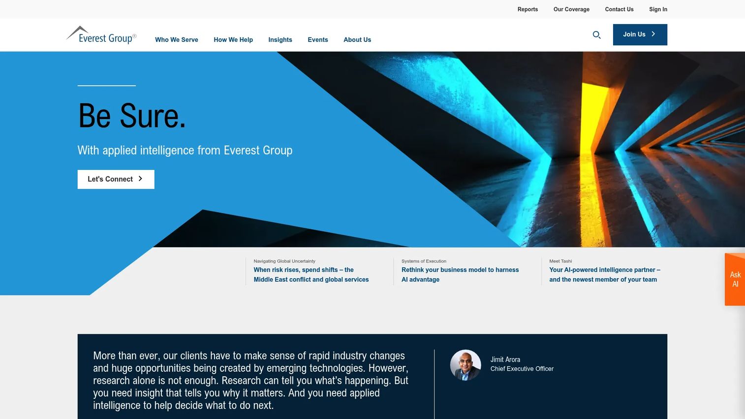 Everest Group research and advisory platform homepage