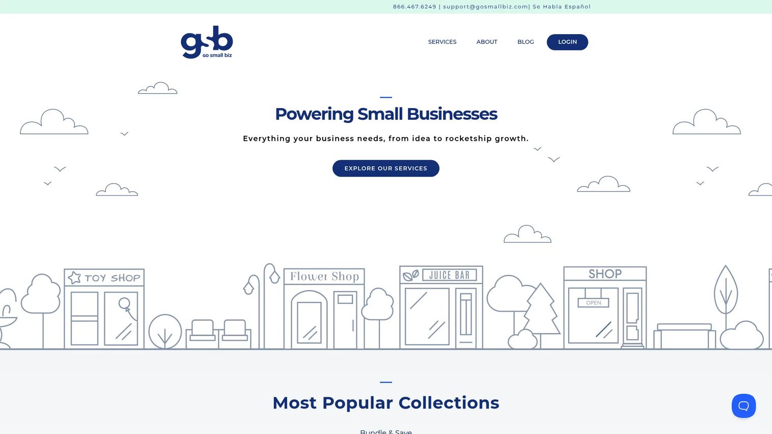 GoSmallBiz homepage screenshot
