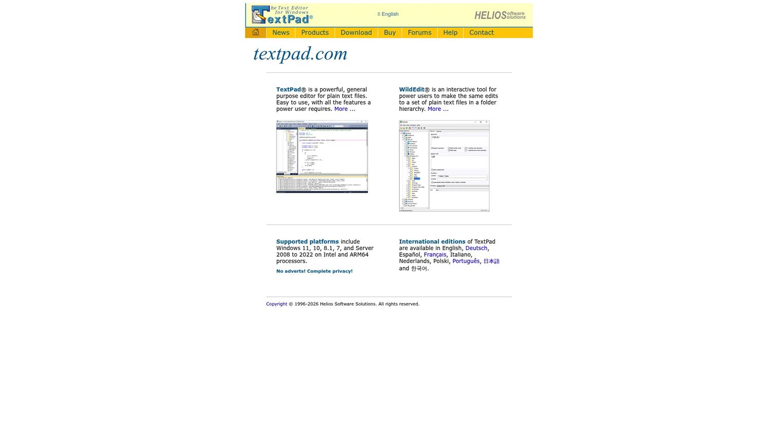 TextPad editor on Windows with tabbed text files