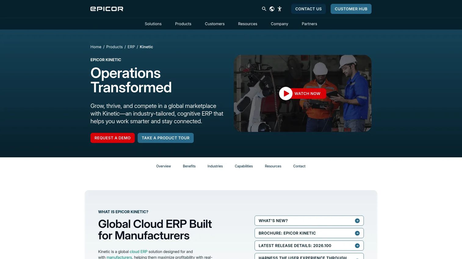 Epicor Kinetic manufacturing scheduling workspace