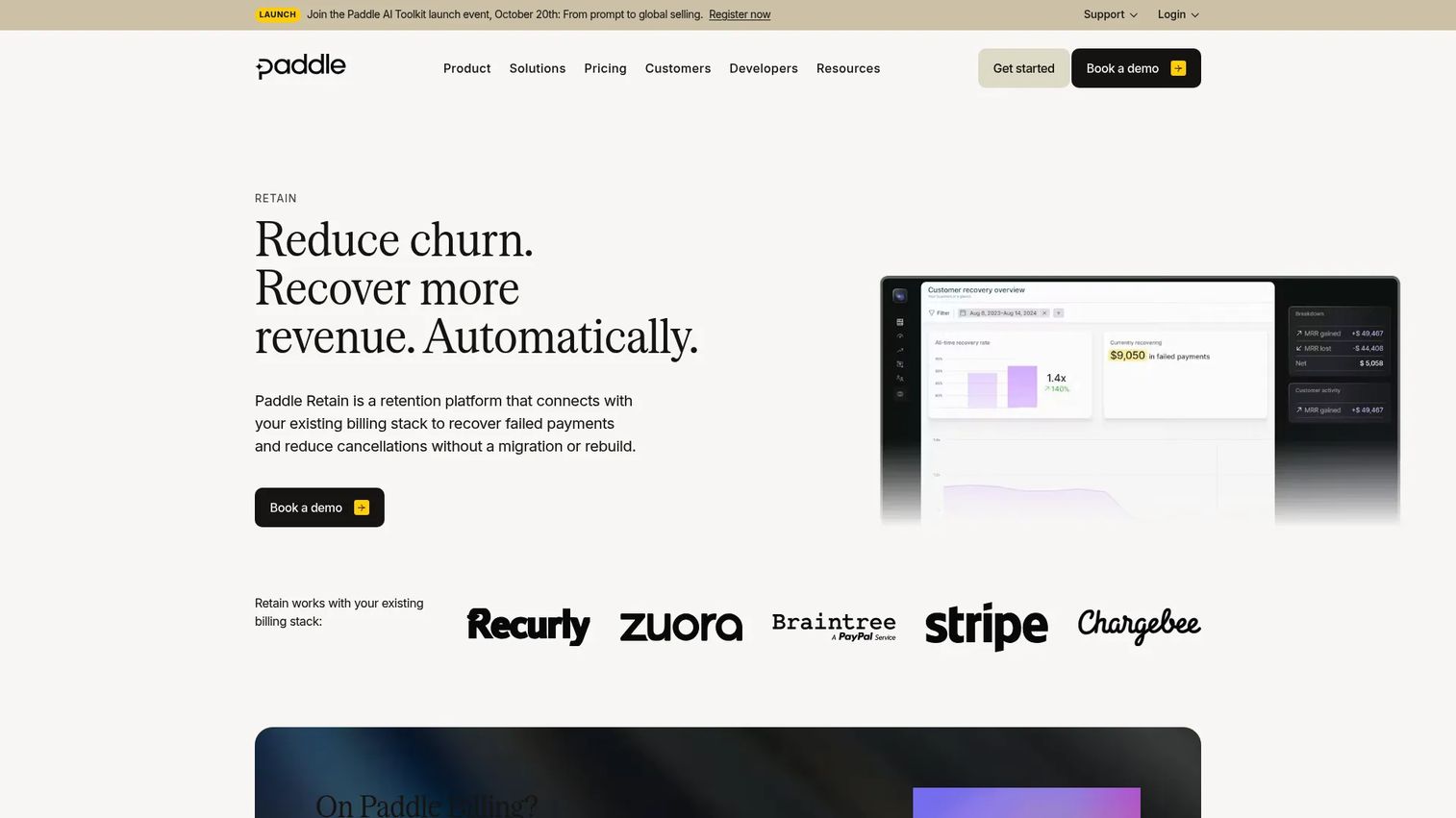 Paddle Retain failed payment recovery tools