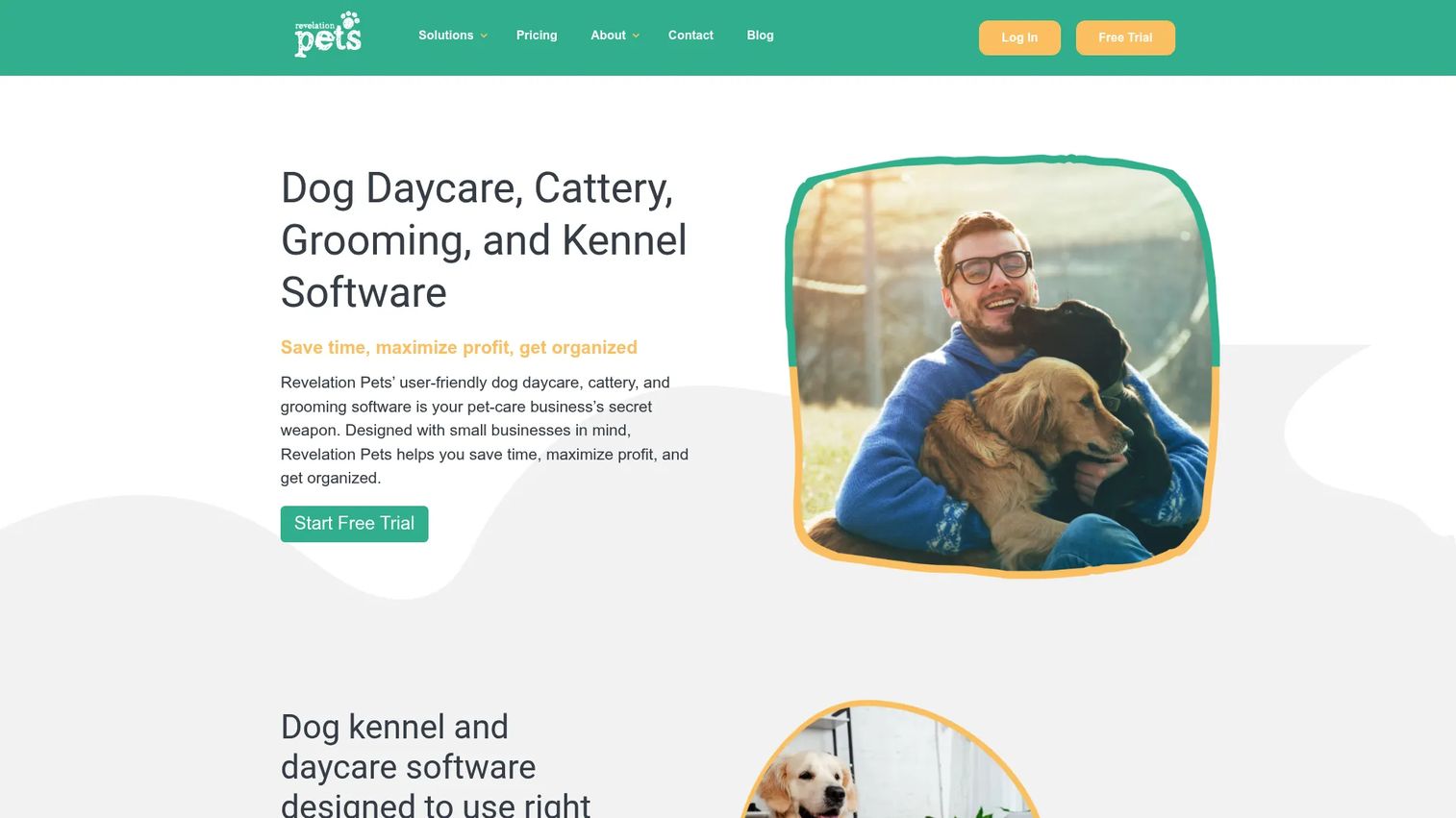 Revelation Pets kennel software showing boarding reservations and pet records