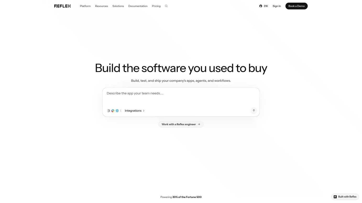 Reflex Python full stack web application interface.