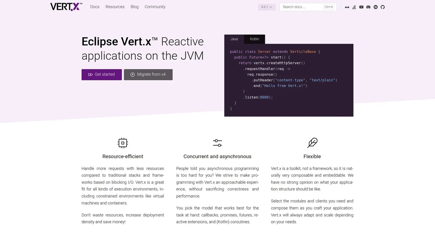 Vert.x event-driven Java framework for high-concurrency services