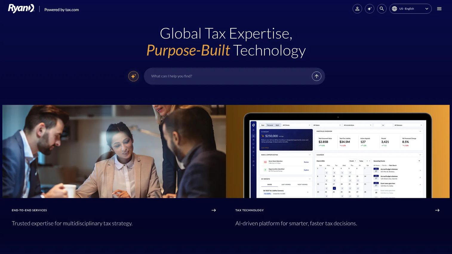 Ryan transfer pricing software homepage screenshot