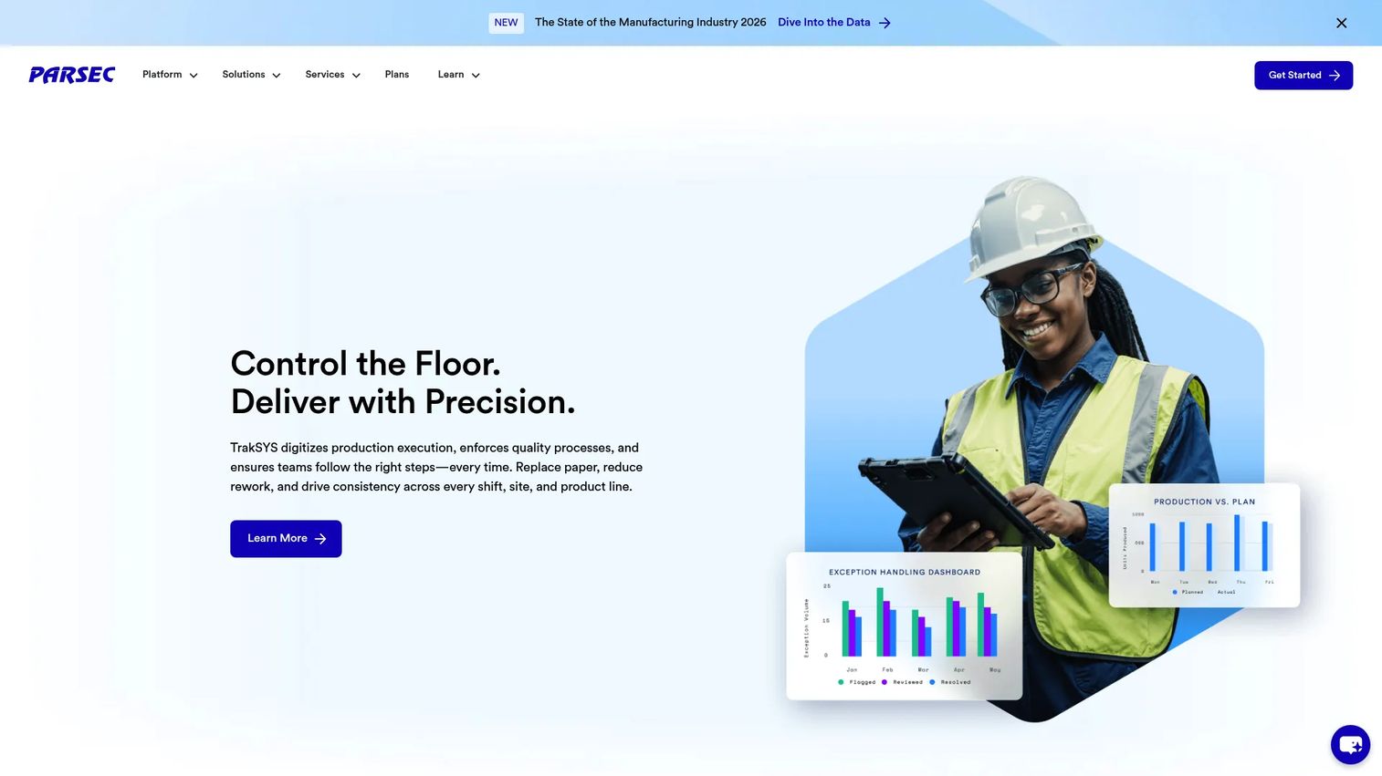 TrakSYS manufacturing execution system production dashboard and electronic batch records