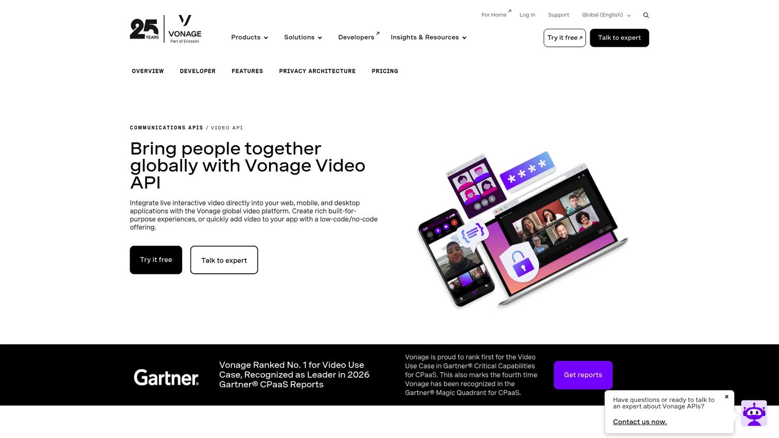Vonage Video API tools for embedded video, recording, broadcast, and analytics