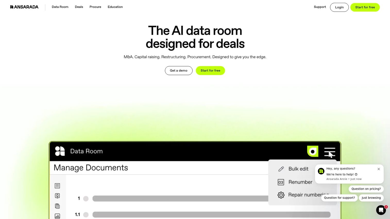 Ansarada deals platform for M&A diligence