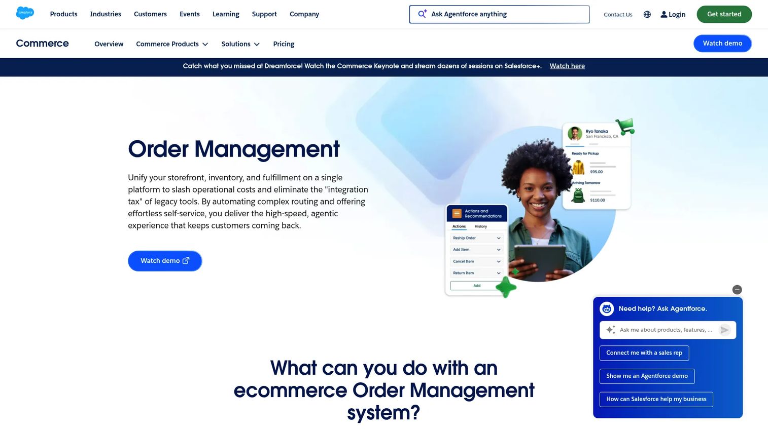 Salesforce Order Management homepage screenshot