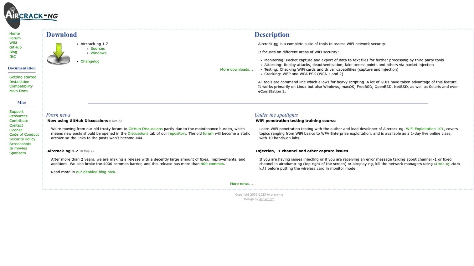 Aircrack-ng wireless security testing toolkit