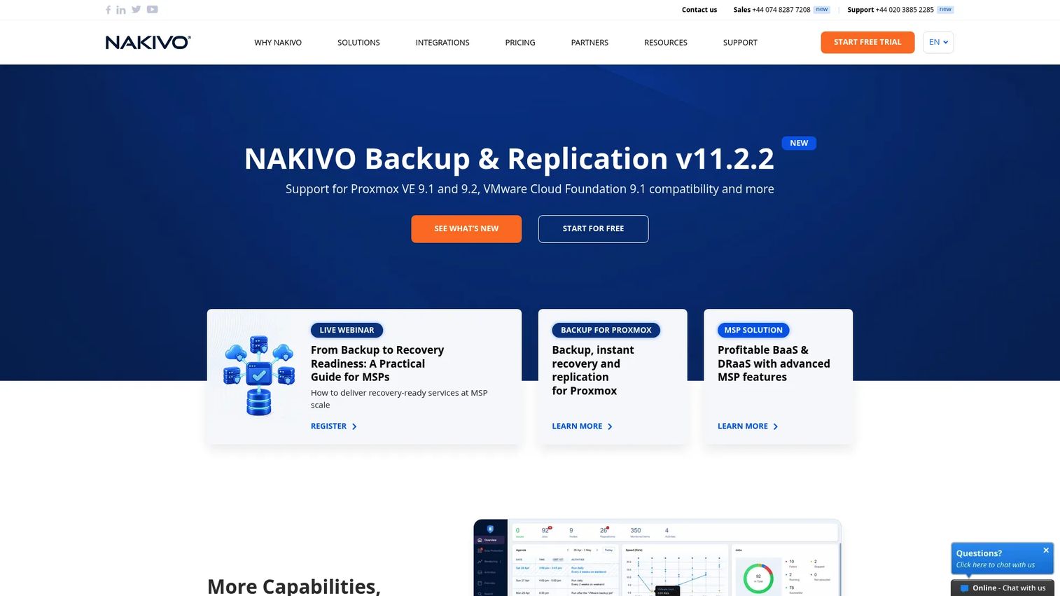 NAKIVO Backup and Replication virtual machine protection dashboard