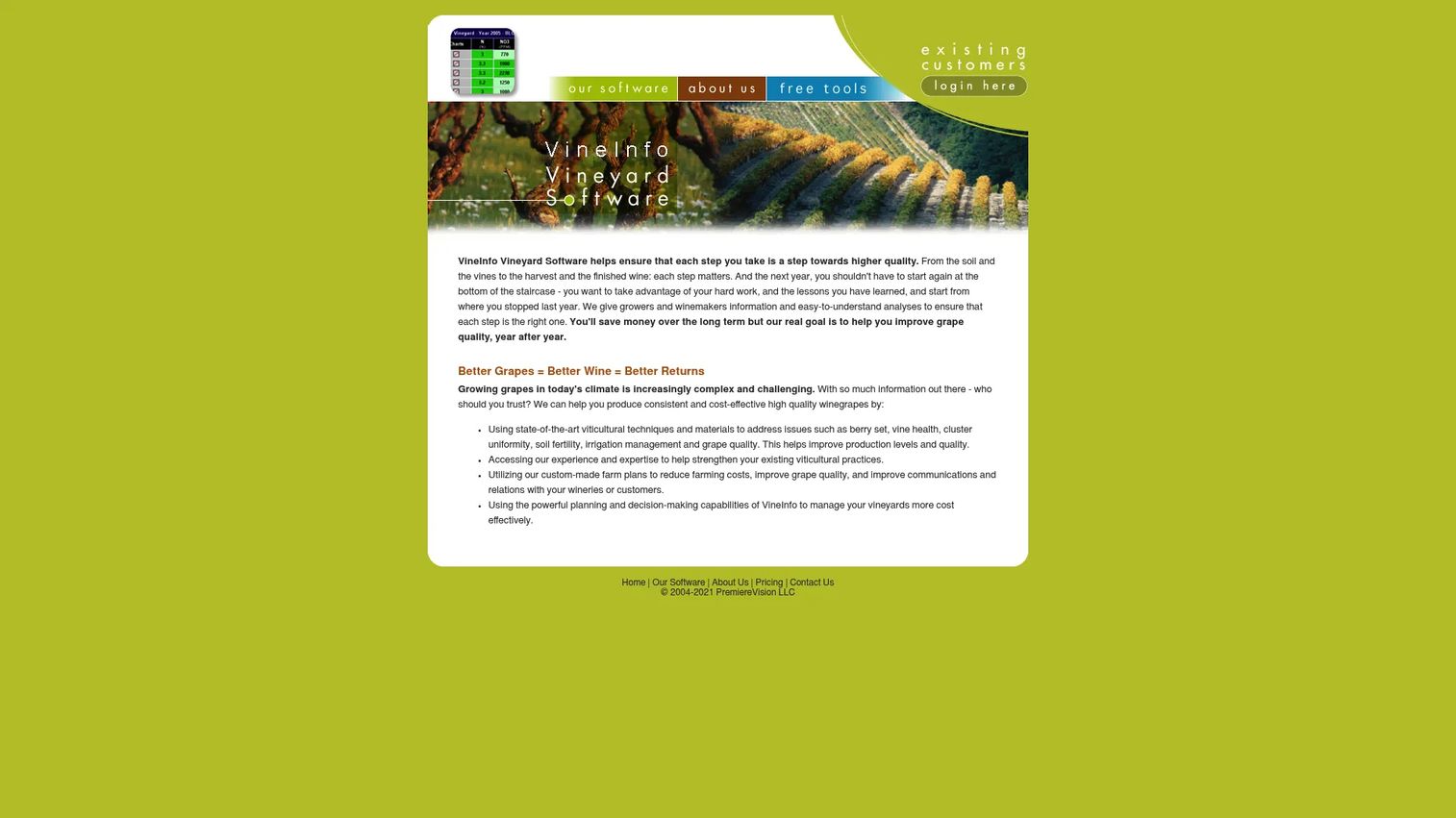 VineInfo vineyard yield management software for block-level planning