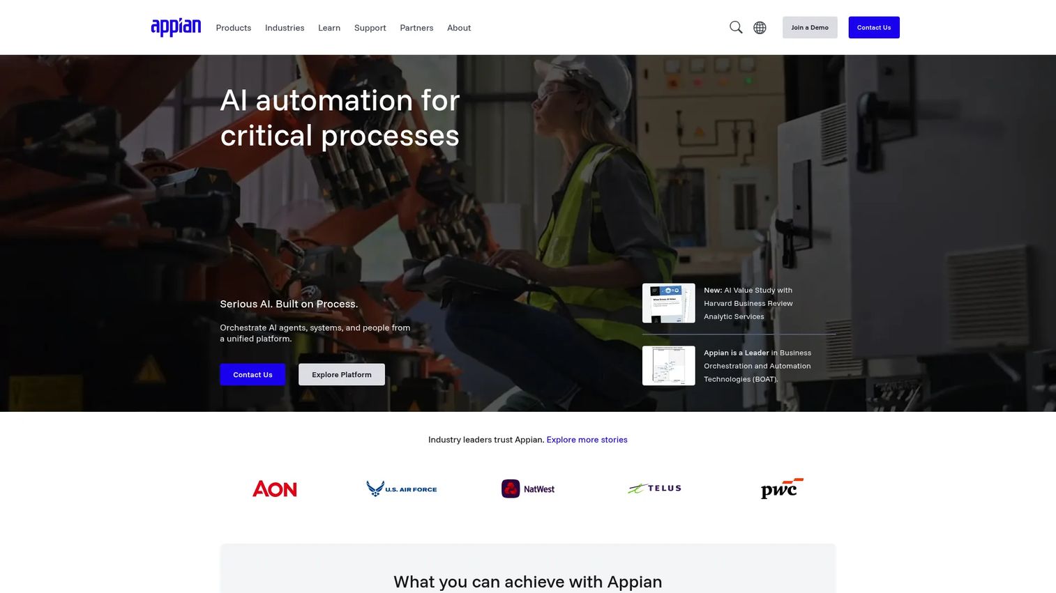 Appian enterprise automation platform homepage