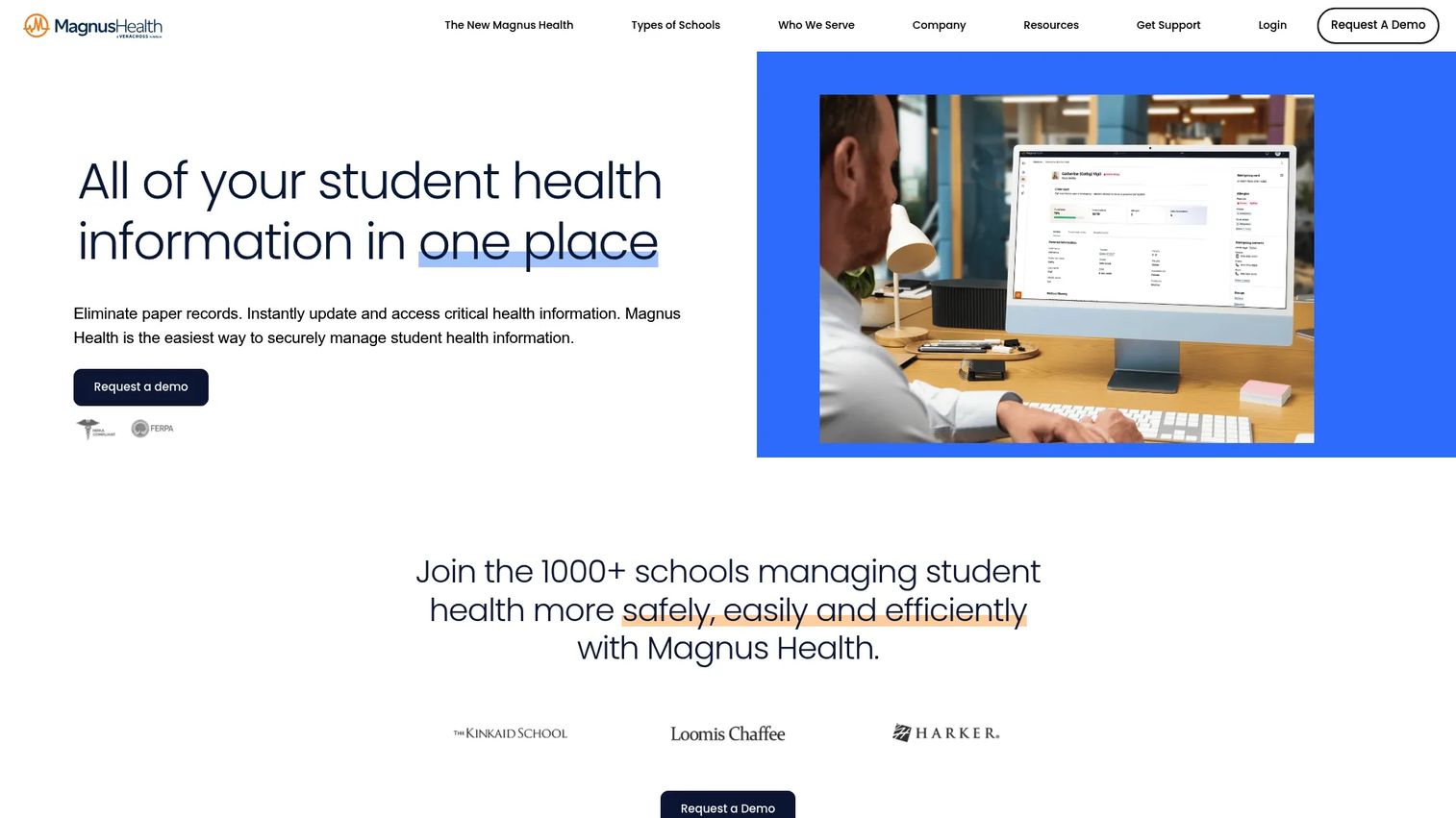 Magnus Health student health records software dashboard