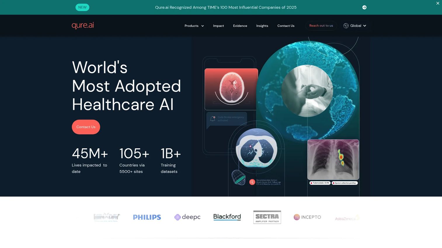 Qure.ai homepage screenshot