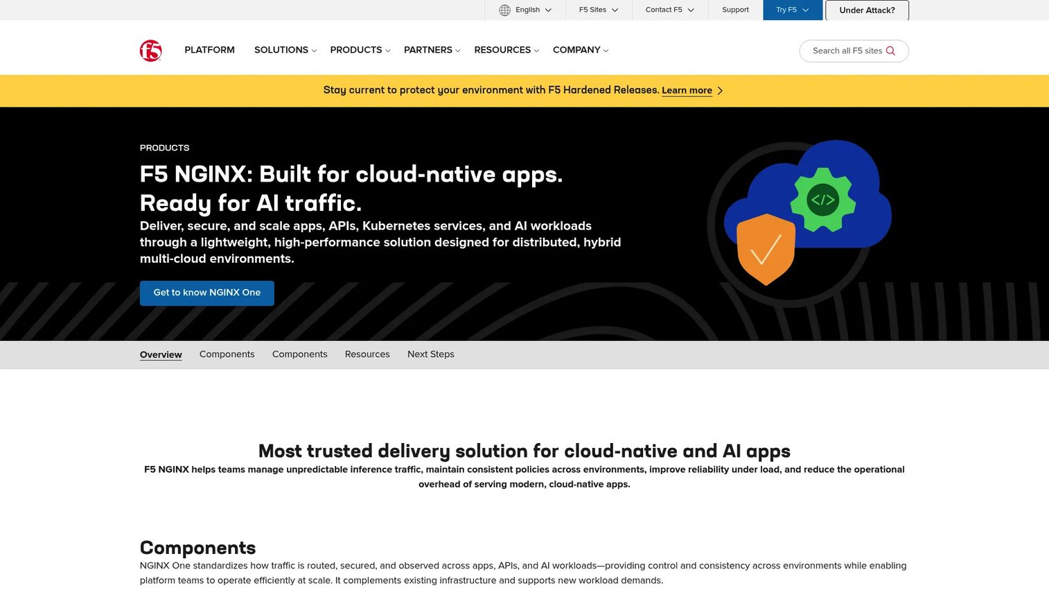F5 NGINX enterprise ingress, load balancing, and API gateway homepage