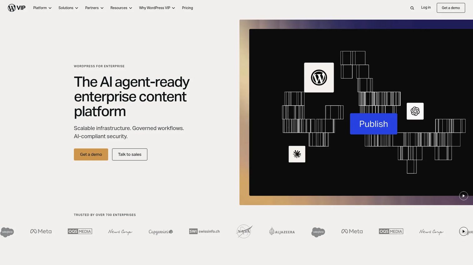 WordPress VIP enterprise content platform homepage