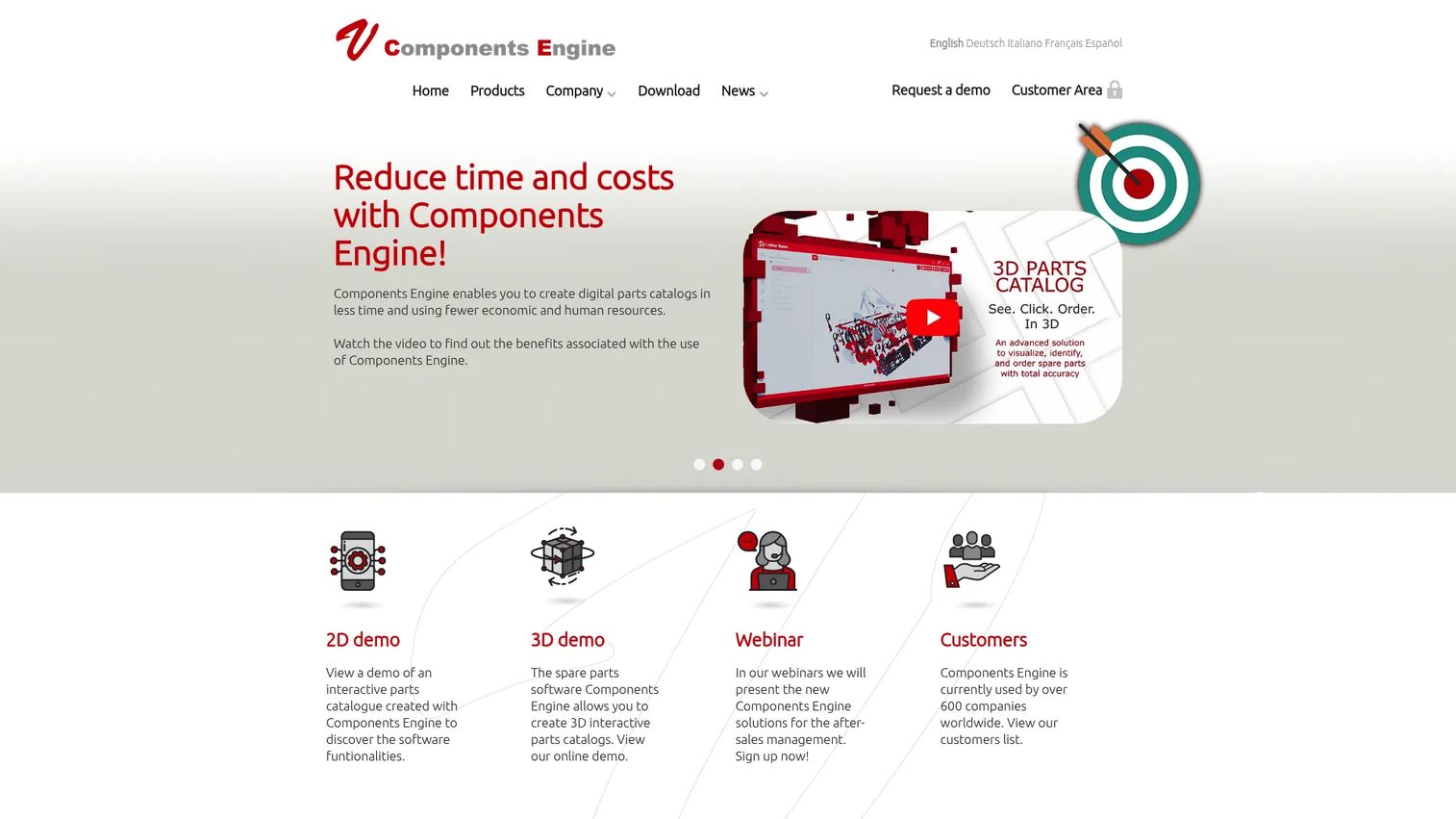 Components Engine 3D spare parts catalog with online ordering workflow