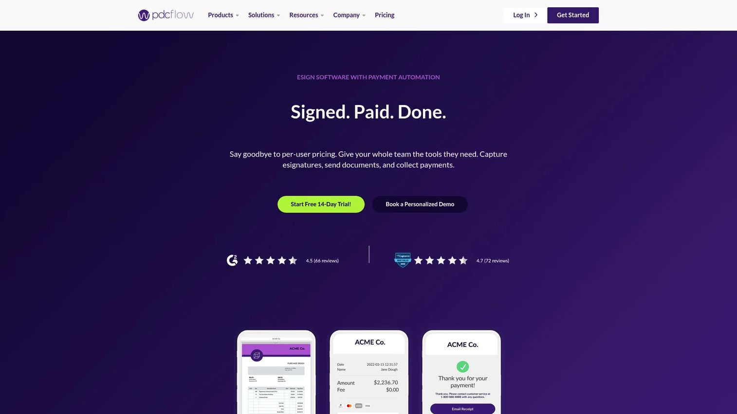 PDCflow Flow Technology payment and document workflow