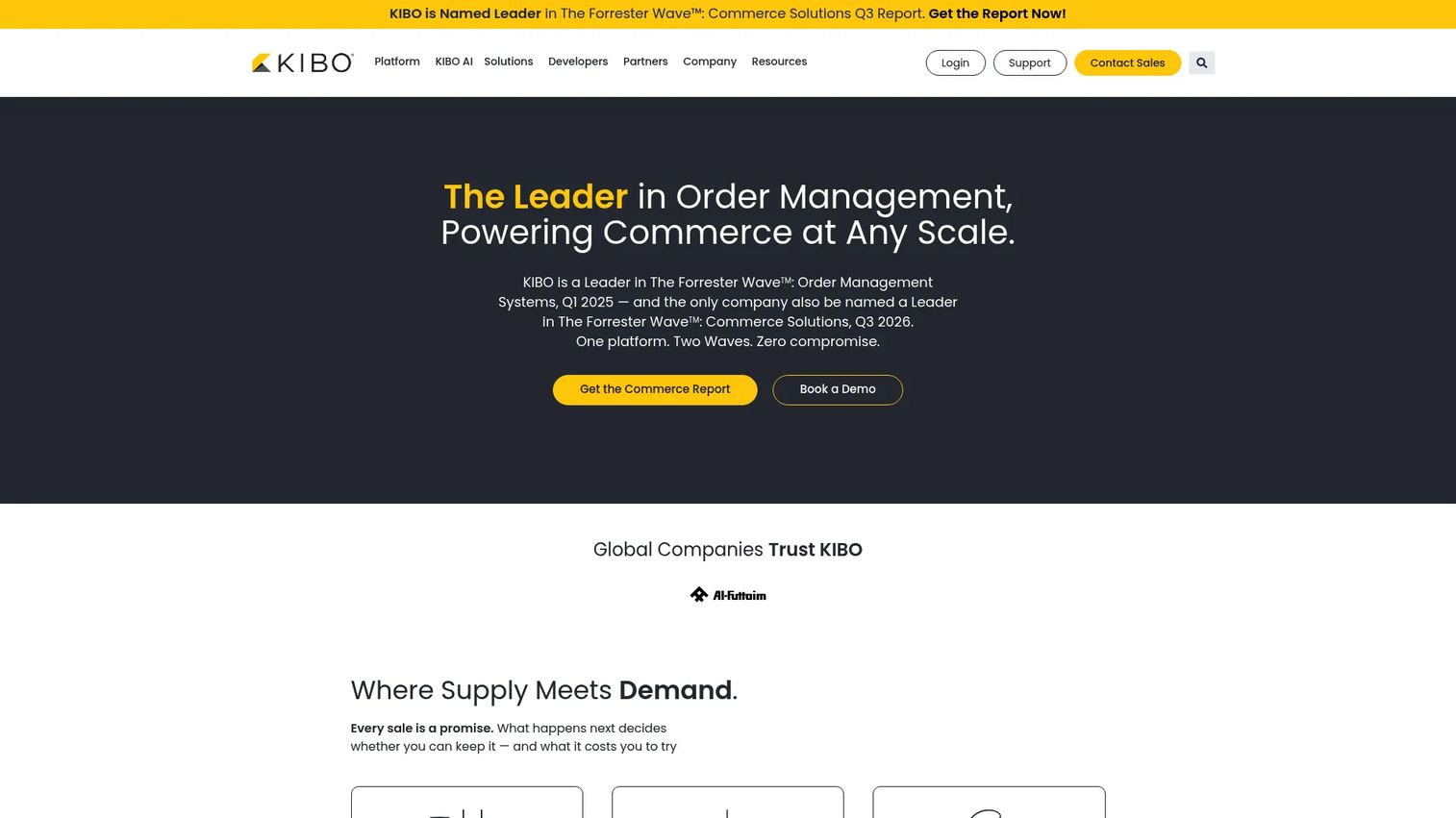 Kibo Order Management homepage screenshot