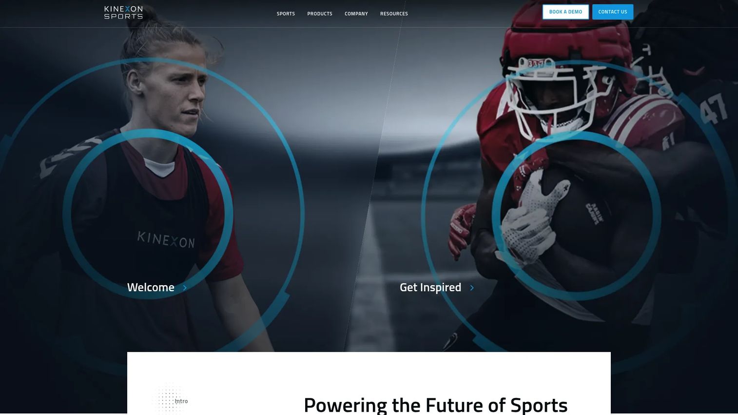 KINEXON Sports tracking view showing player movement positions on a court
