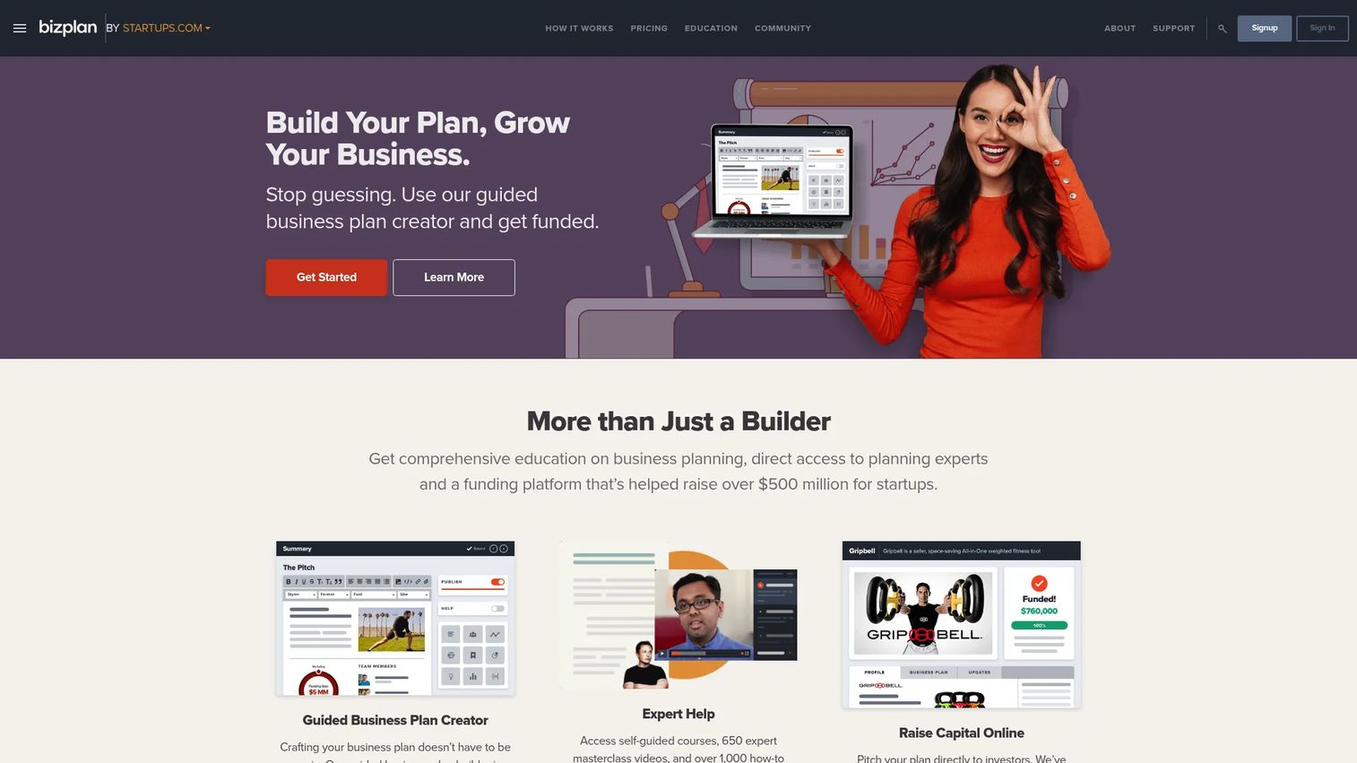 Bizplan homepage screenshot