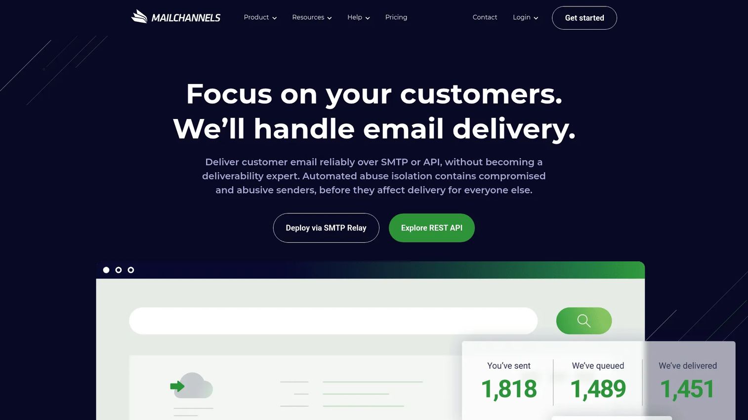 MailChannels homepage screenshot