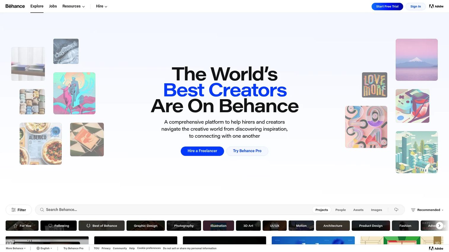 Behance homepage screenshot