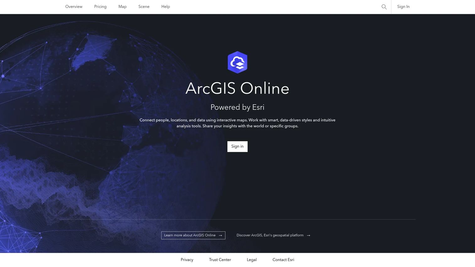 ArcGIS GIS software interface for mapping and spatial analytics