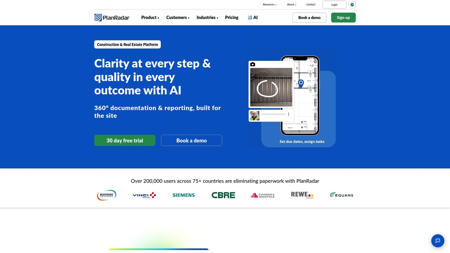 PlanRadar construction documentation and field reporting software
