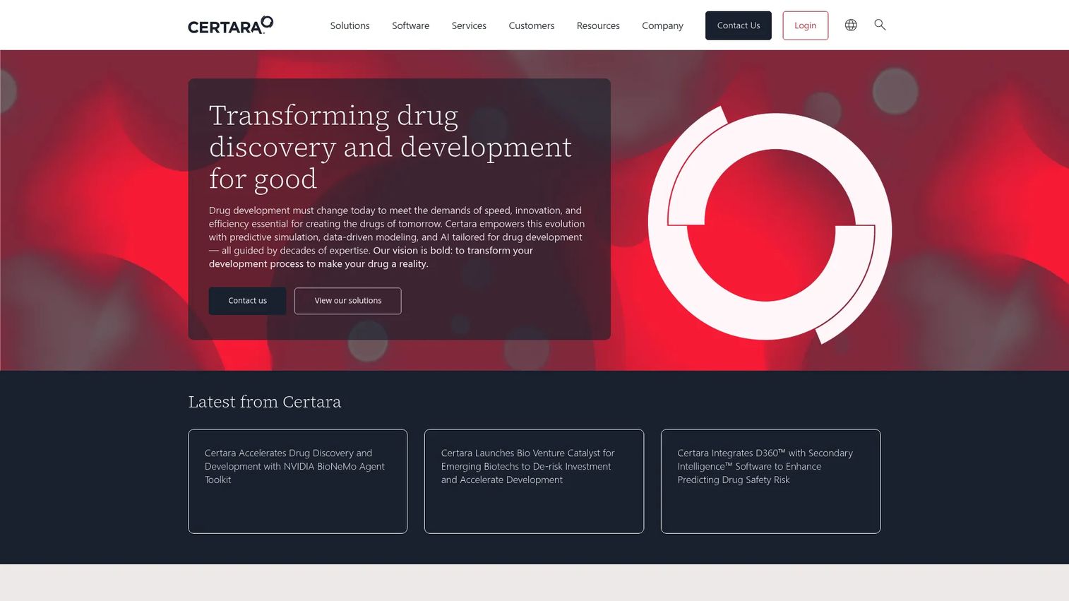 Certara homepage screenshot