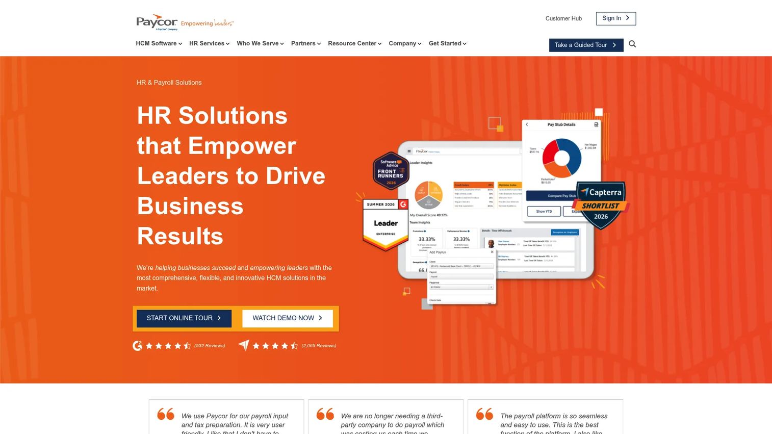 Paycor HCM payroll and workforce reporting dashboard