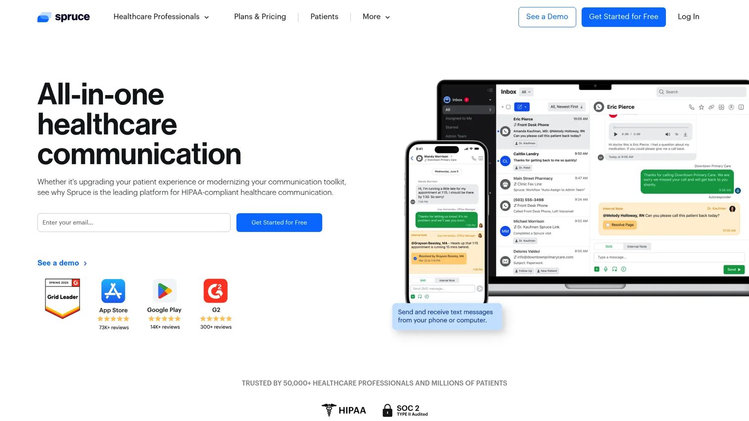 Spruce Health secure patient messaging interface