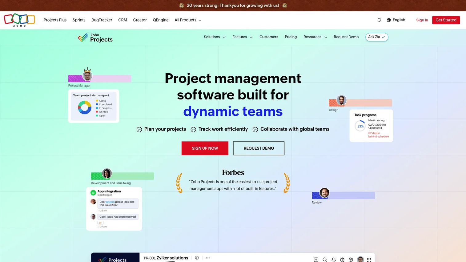 Zoho Projects Gantt chart view