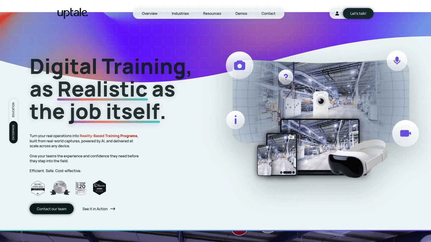 Uptale virtual reality training software with immersive learning analytics