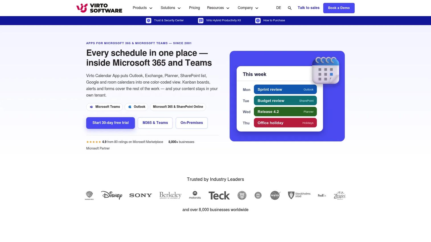 Virto Calendar App healthcare scheduling in Microsoft 365