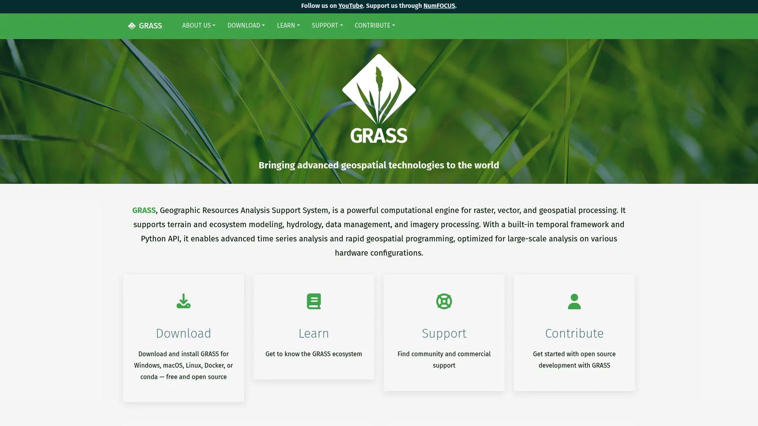 GRASS GIS open-source geospatial analysis software