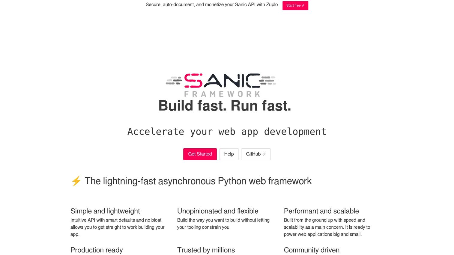 Sanic asynchronous Python service code example.