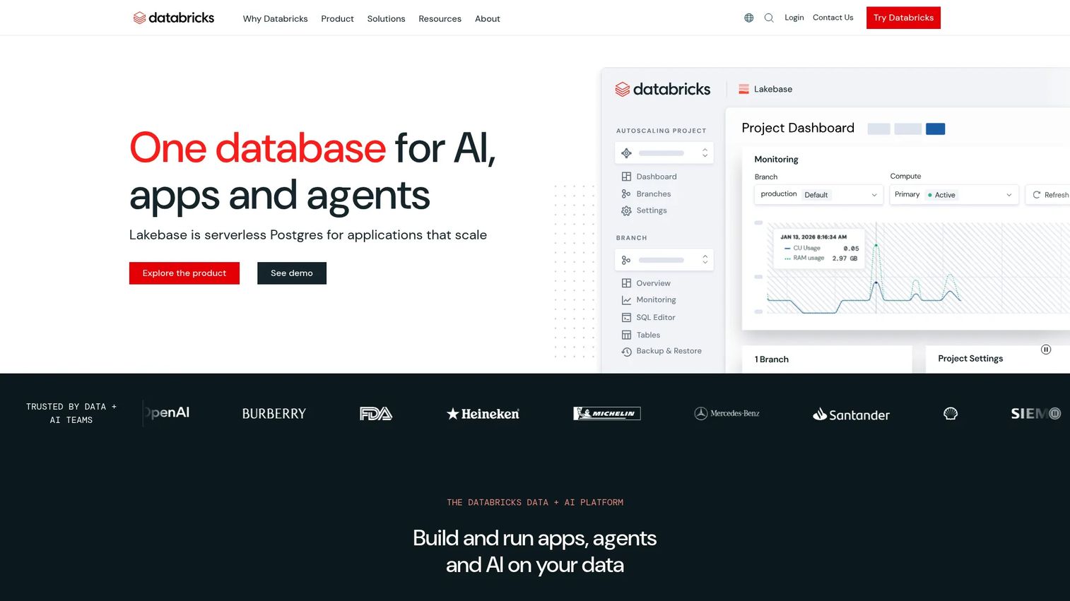 Databricks environment showing Mosaic AI, Unity Catalog governance, and agent evaluation workflows for data and AI development