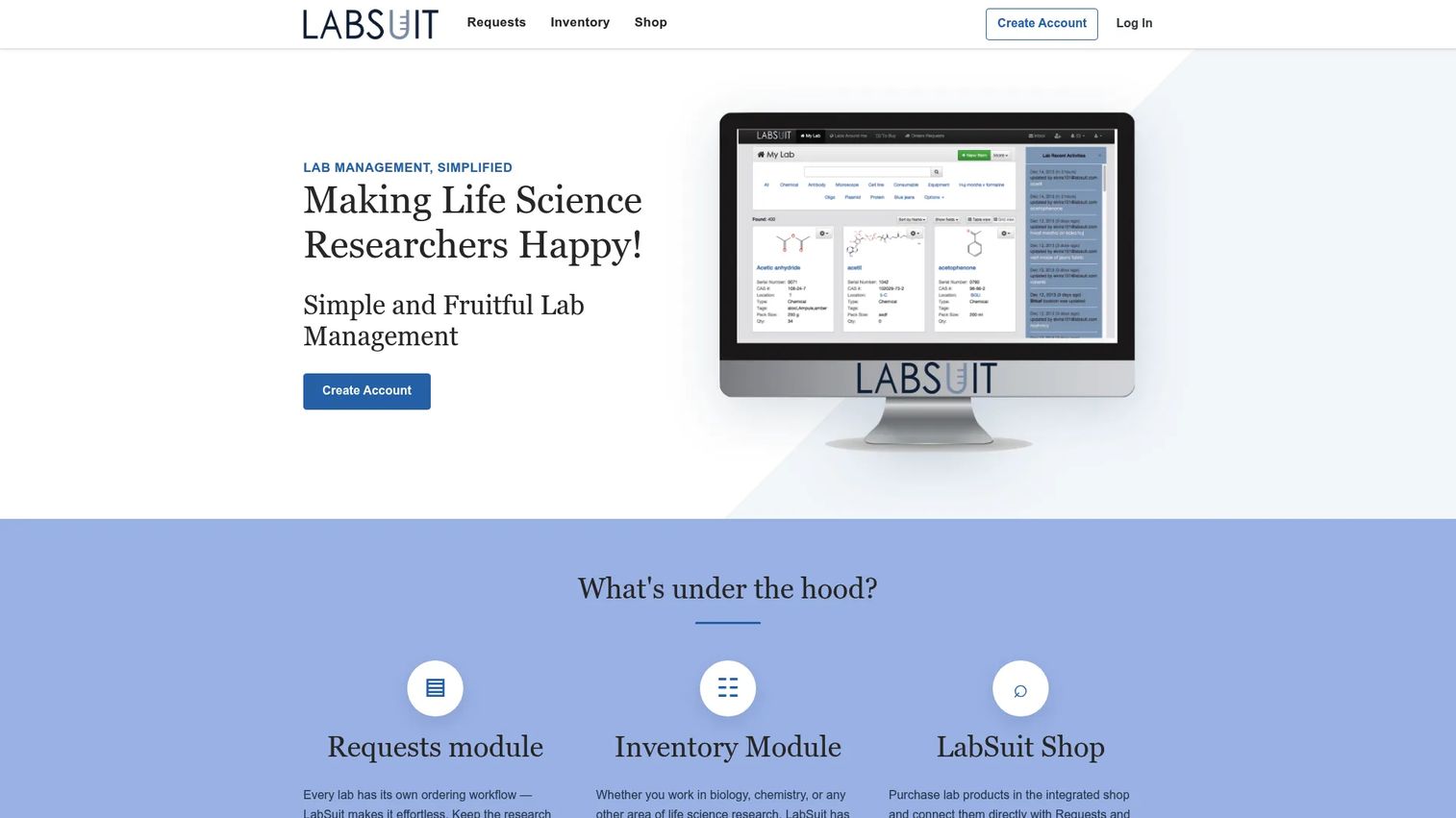 LabSuit lab inventory and procurement interface