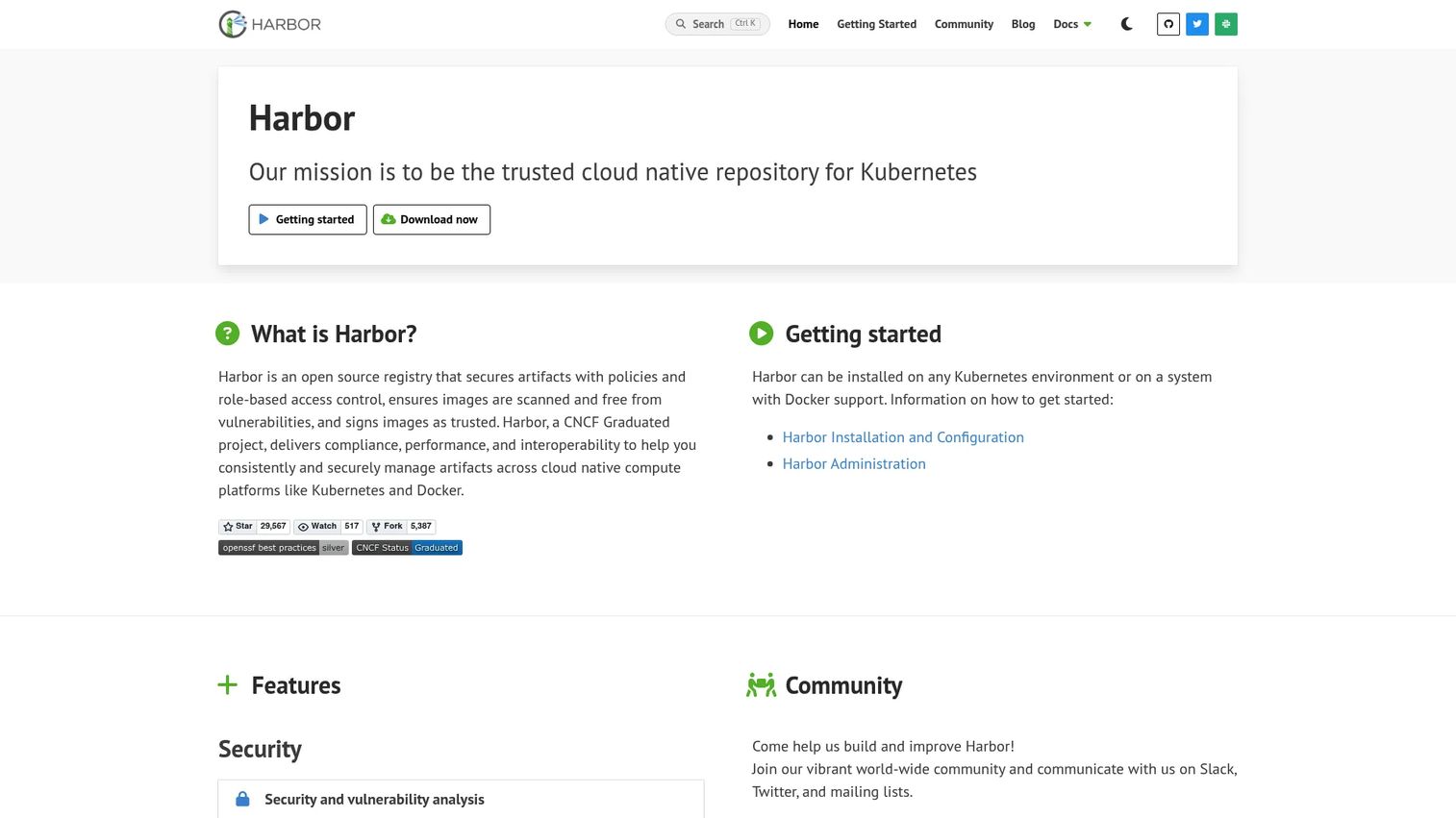 Harbor container registry interface