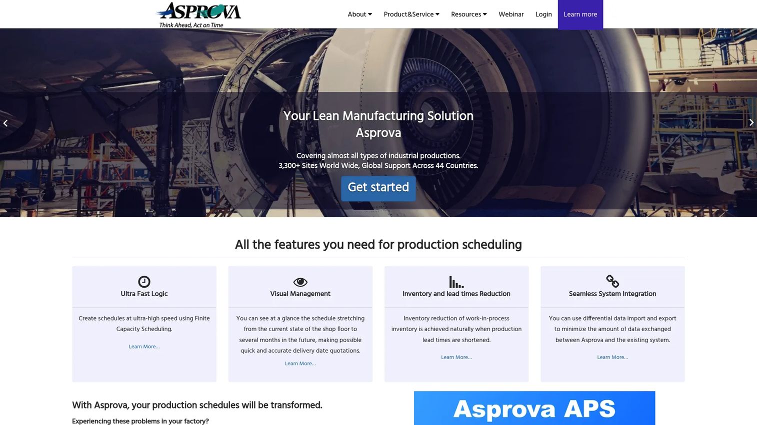 Asprova advanced production scheduling interface