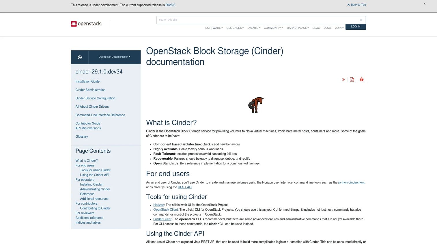 OpenStack Cinder creating block storage volumes for private-cloud instances.