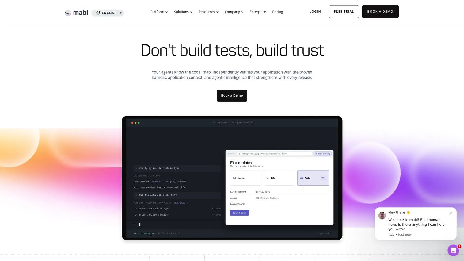 Mabl intelligent test automation dashboard