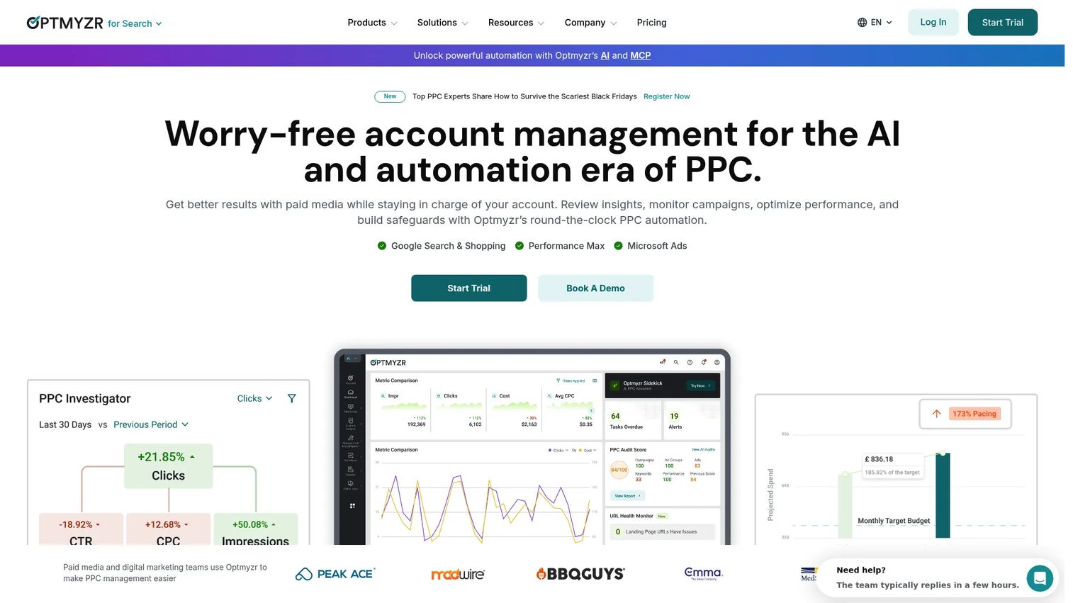 Optmyzr PPC optimization dashboard