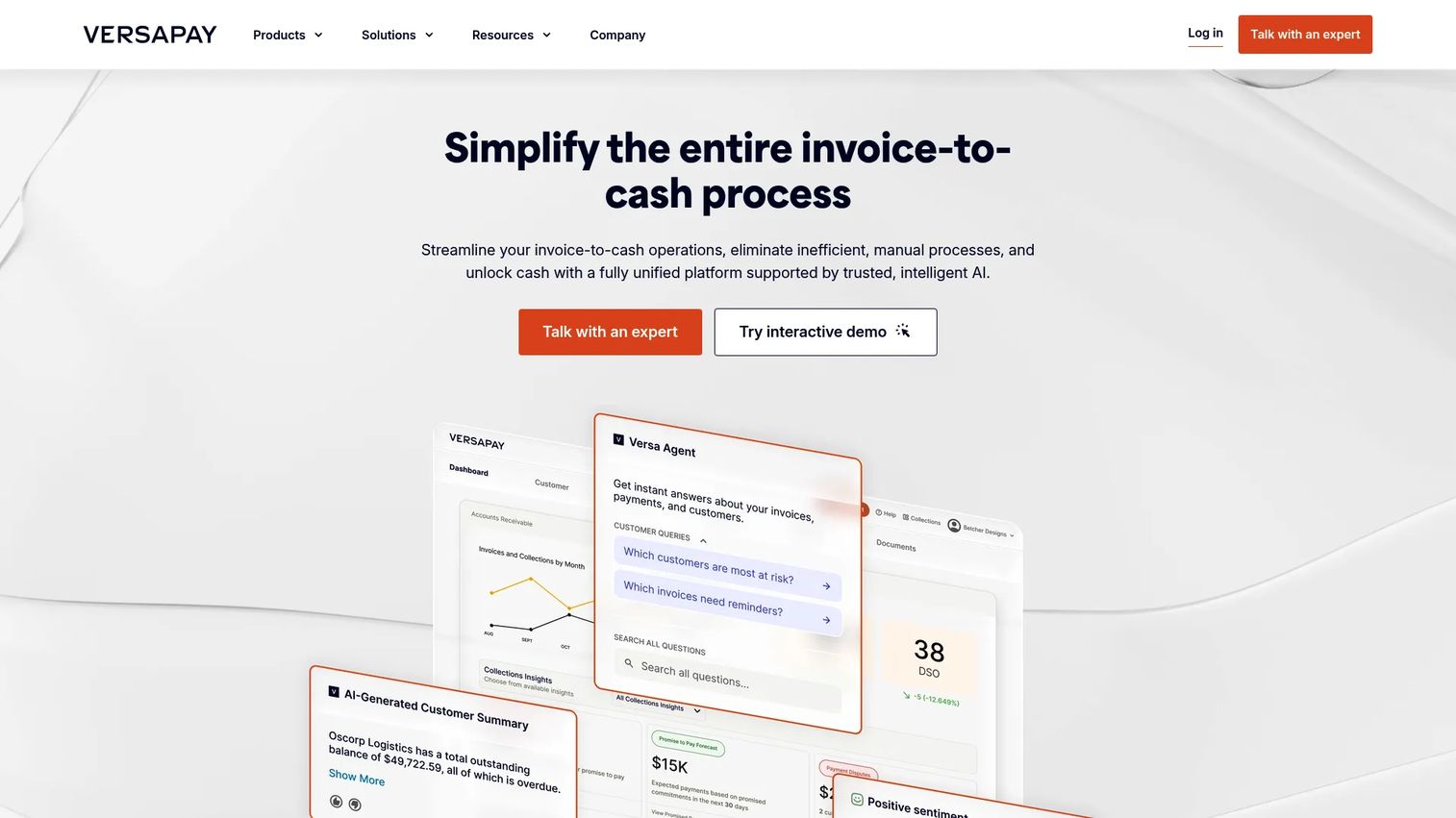 Versapay accounts receivable portal for invoice collaboration and online payments